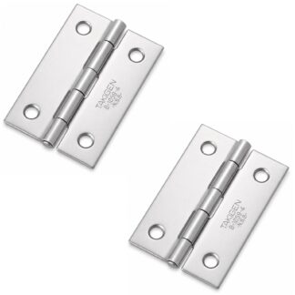 2 stukken hoogwaardige schroefscharnier, gemaakt van SUS304 roestvrij staal, laadvermogen: 6,7 kg (15 lbs), 51 mm (2-1/64"), B-1059-4. Robuust plat scharnier voor machinedeuren, onderhoudsluiken en nog veel meer, door TAKIGEN (Japan)