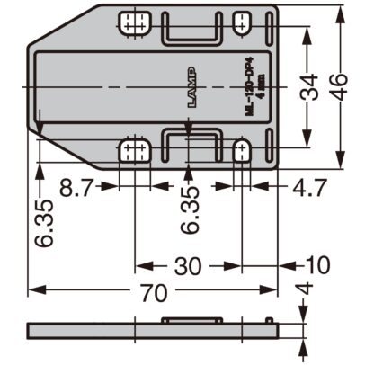 4-delige afstandsplaat, gemaakt van polyacetaal, oppervlak: zwart, 70 mm (2-3/4"), ML-120-DP4-BL. Compensatieplaat voor magnetische druksluitingen ML-120BR, ML-120W en ML-120BL van Sugatsune, van Sugatsune / LAMP® (Japan) - Afbeelding 2
