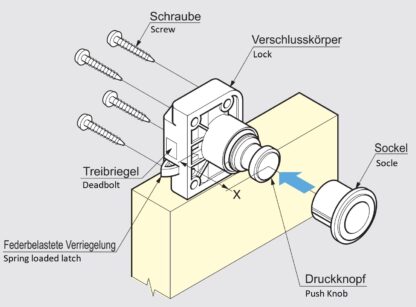 Hoogwaardige drukknoop met handvatfunctie, gemaakt van messing, oppervlak: goudkleurig, mat gesatineerd, afwerking: rond, TLP-SG en TLP-LBM(W). Stevige drukknoop voor caravan, jacht en nog veel meer, van Sugatsune / LAMP® (Japan) - Afbeelding 7