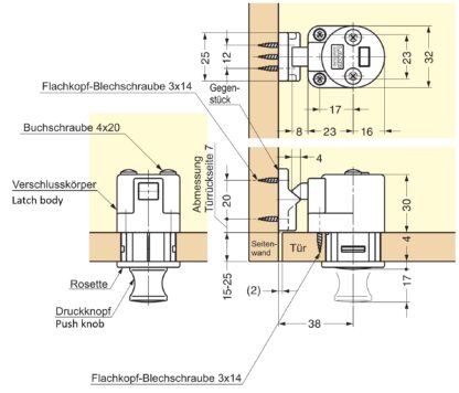 Hoogwaardige drukknoop met handvatfunctie, gemaakt van zinklegering (ZDC), oppervlak: goudkleurig, glanzend gepolijst, afwerking: ovaal, DPL-OV-G. Stevige drukknoop voor camper, boot en nog veel meer, van Sugatsune / LAMP® (Japan) - Afbeelding 2