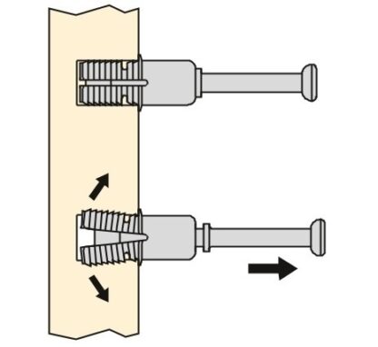 20 stieke expansiebouten, gemaakt van staal en kunststof, oppervlak: verzinkt, 31,6 mm (1-1/4"), 5912905. Spreidbaar verbindingsanker voor excentrische connectoren, legborden, kastonderdelen en nog veel meer, van EMUCA - Afbeelding 5