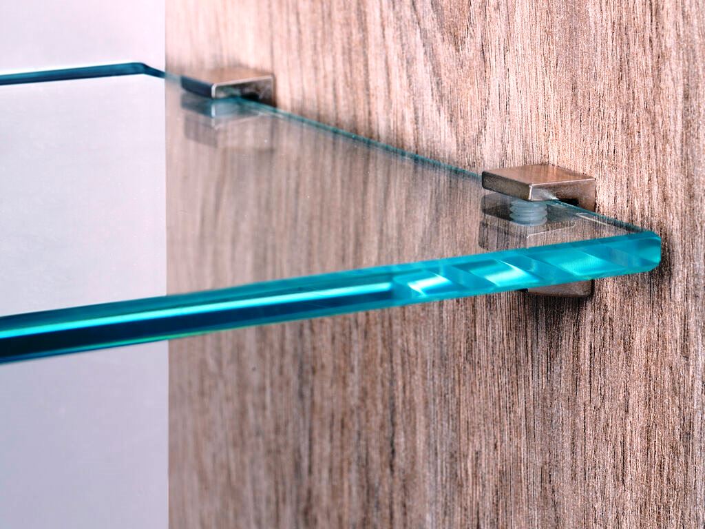 8 stks hoogwaardige glazen plankdragers, oppervlak: vernikkeld, 3 mm (1/8"), 4010007. Glazen plankbeugels voor glazen planken, glazen kastplanken, badkamerkasten en meer, door EMUCA - Afbeelding 4