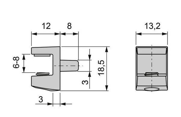 8 stks hoogwaardige glazen plankdragers, oppervlak: vernikkeld, 3 mm (1/8"), 4010007. Glazen plankbeugels voor glazen planken, glazen kastplanken, badkamerkasten en meer, door EMUCA - Afbeelding 2