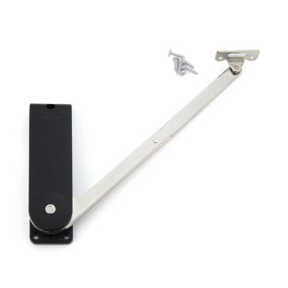 Hoogwaardige klephouder, oppervlak: zwart, versie: rechts, HDS-30KR-BL. Stevige klepondersteuning voor opvouwbare meubels, keukenmeubels en nog veel meer, door Sugatsune / LAMP® (Japan)