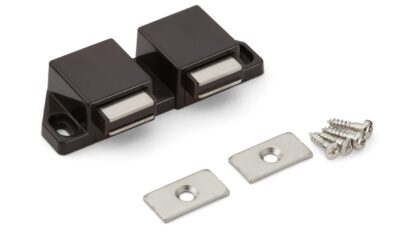 Compacte magnetische drukknoopklep, incl. contraplaat, oppervlak: bruin, 25 mm (63/64"), uitvoering: met 2 plunjers, ML-30WBR. Dubbele deuropener voor meubeldeuren, kastdeuren en nog veel meer, van Sugatsune / LAMP® (Japan) - Afbeelding 3