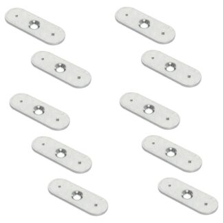 10 stuks lange ovale contraplaat met centraal verzonken gat en twee bevestigingspunten, oppervlak: gegalvaniseerd, 35 mm (1-3/8"), 2030905. tegenhanger voor magnetische sluitingen en nog veel meer, door EMUCA