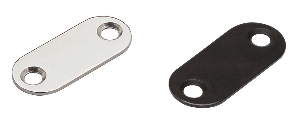 8 stuks lange ovale magnetische contraplaat met 2 verzonken gaten, oppervlak: zwart, 35 mm (1-3/8"), MC-YN001U-BL. Magnetische tegenhanger voor magnetische sluitingen, magnetisch slot, kastdeur en nog veel meer, door Sugatsune / LAMP® (Japan) - Afbeelding 3