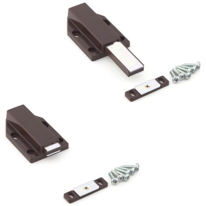 2 stuks magnetische druksluitingen, incl. contraplaat ML-120BR, 38 mm (1-1/2") van Sugatsune, bruin, uitvoering: met lange plunjer. Product afbeelding