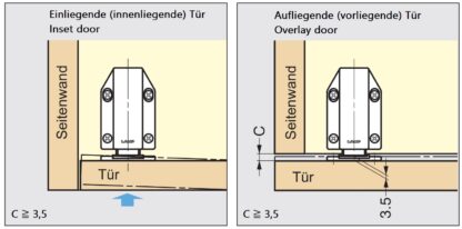 2 stuks magnetische druksluitingen, incl. contraplaat, oppervlak: bruin, 38 mm (1-1/2"), uitvoering: met lange plunjer, ML-120BR. Push-to-open deuropener voor meubeldeuren, kastdeuren en nog veel meer, van Sugatsune / LAMP® (Japan) - Afbeelding 3