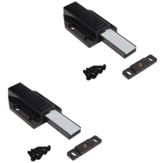 2 stuks magnetische kliksluitingen, incl. contraplaat ML-120BL, 70 mm (2-3/4") van Sugatsune, zwart, uitvoering: met lange plunjer. Product afbeelding