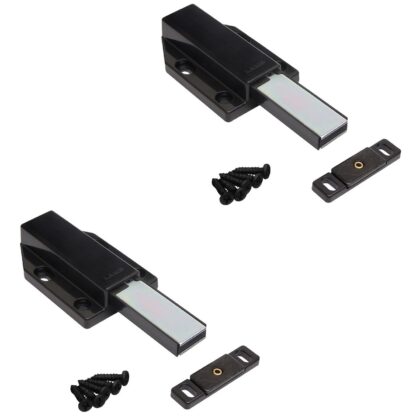 2 stuks magnetische kliksluitingen, incl. contraplaat ML-120BL, 70 mm (2-3/4") van Sugatsune, zwart, uitvoering: met lange plunjer. Product afbeelding