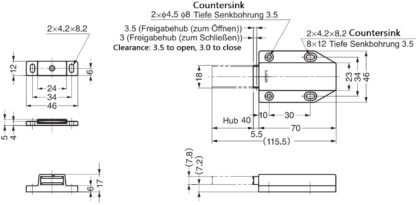2 stuks magnetische kliksluitingen, incl. contraplaat, oppervlak: zwart, 70 mm (2-3/4"), uitvoering: met lange plunjer, ML-120BL. Push-to-open deuropener voor meubeldeuren, kastdeuren en nog veel meer, van Sugatsune / LAMP® (Japan) - Afbeelding 2