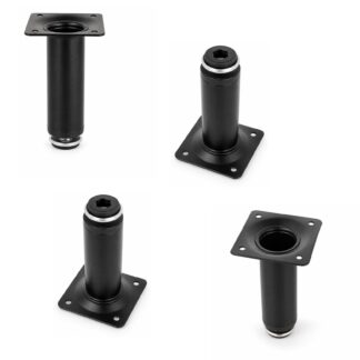 4 stuks hoogwaardig meubelpoot, gemaakt van staal, oppervlak: zwart, 100 mm (3-15/16"), 06.09.412-0. Robuuste meubelbasis voor banken, fauteuils, kasten, ladekasten, dressoirs, tafels, bijzettafels en nog veel meer, door SISO Denmark