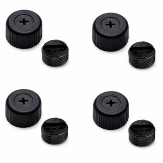 Veerdelige stevige meubeladjuster, B572-25-BK, diameter: ⌀25 mm, van Kojima, laadvermogen: 600 kg (1323 lbs), zwart, versie: met kruisingstop voor schroevendraaier. Product afbeelding