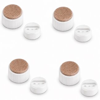 4 stuks robuuste meubelverstel, B573-25-WH, diameter: ⌀25 mm, door Kojima, laadvermogen: 600 kg (1323 lbs), wit, versie: met vilten pad. Product afbeelding