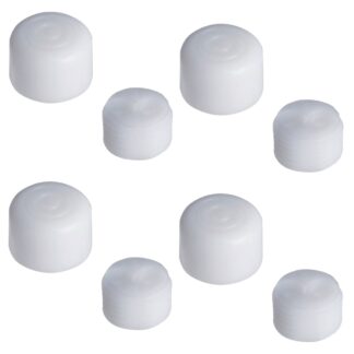 4 stevige meubelversteller, laadvermogen: 400 kg, oppervlak: wit, ⌀19 mm (3/4"), versie: standaard, B571-19-WH. Verstelbare voet voor tafelpoten, meubelpoten, kastvoeten en nog veel meer, door Kojima (Japan)