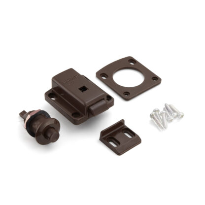 Drukknopsluiting voor dikke meubeldeuren van 22 tot 25 mm SL-B251-BR van Sugatsune, bruin. Product afbeelding