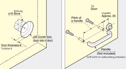 Drukknopsluiting voor deurdiktes van 18 tot 21 mm, oppervlak: bruin, SL-B211-BR. Push-Latch voor RV Ombouw, Jacht Interieur, Caravan Meubels en nog veel meer, door Sugatsune / LAMP® (Japan) - Afbeelding 3