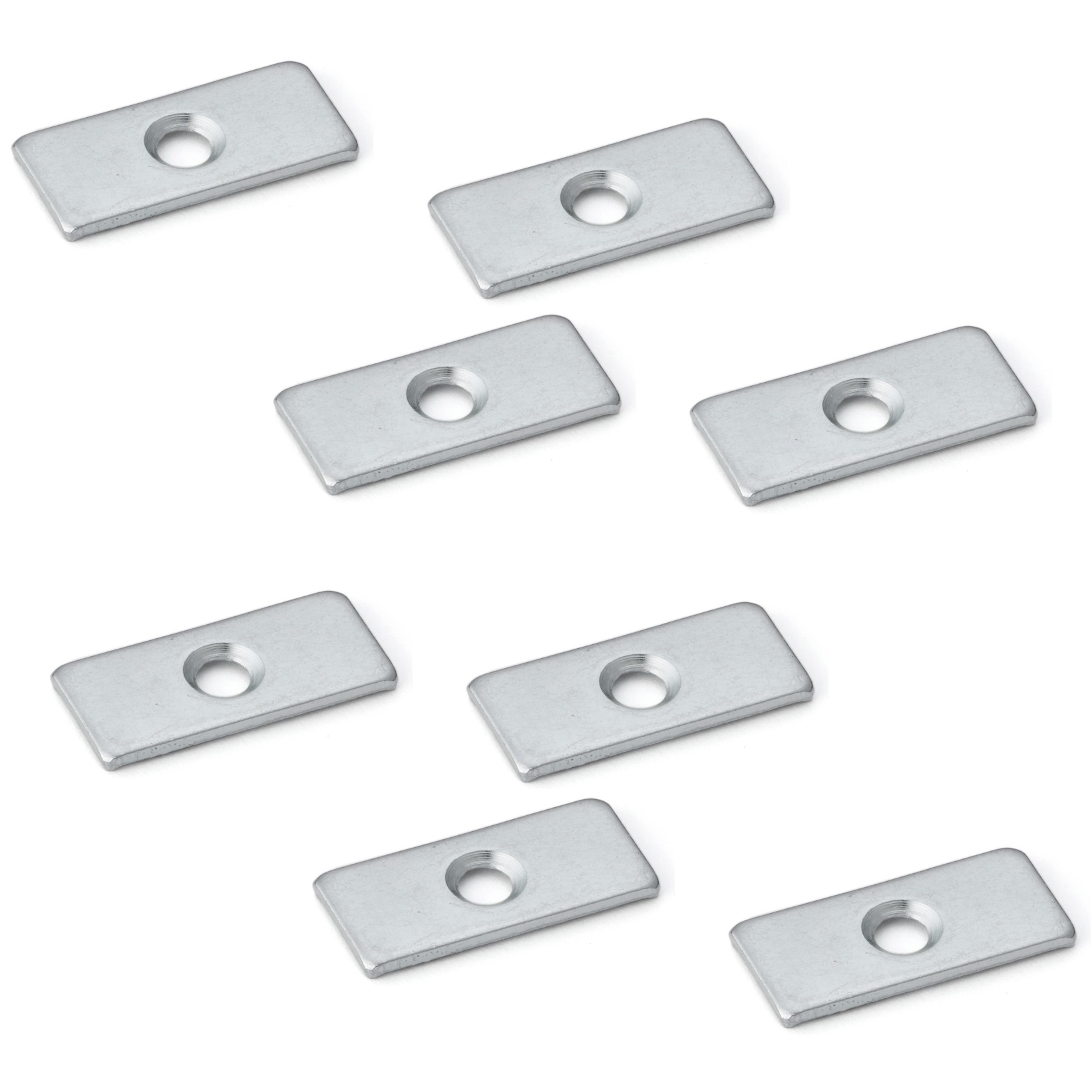 8 stuks rechthoekige tegenplaat met verzonken gat, SP0207, Maat: 26 mm, door Sugatsune, zinkchromate. Product afbeelding