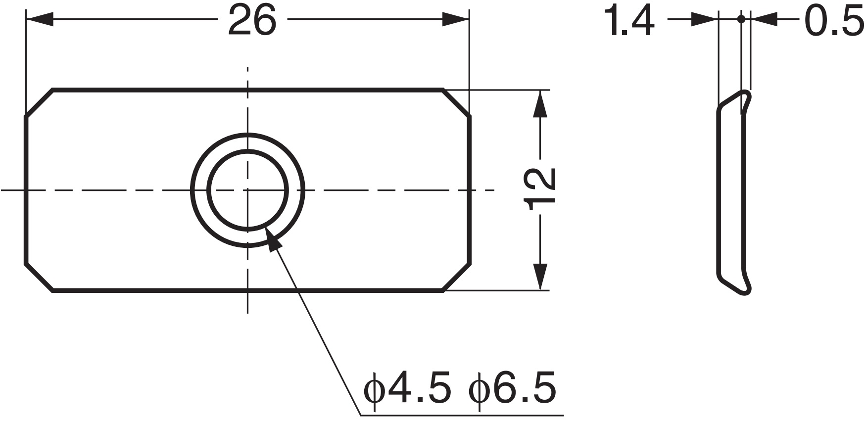 8 stukken rechthoekige magnetische tegenplaat met verzonken gat, oppervlak: zinkchromate, 26 mm (1-1/32"), SP0207. Magnetisch tegenhanger voor magnetische sluitingen, magnetisch slot, kastdeur en nog veel meer, door Sugatsune / LAMP® (Japan) - Afbeelding 2