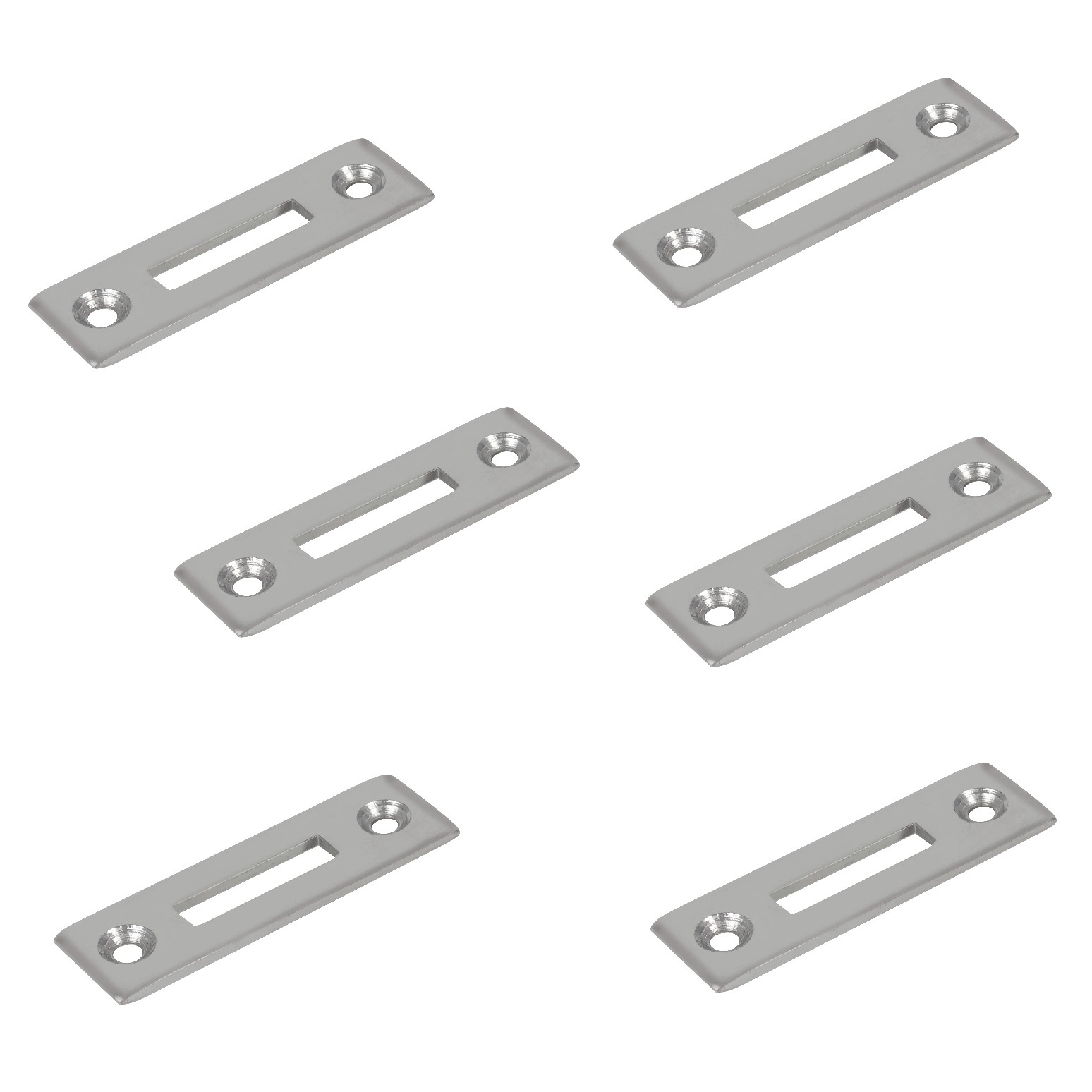 6 stuks robuuste schroefplaat, gemaakt van staal, oppervlak: vernikkeld, 50 mm (1-31/32"), 14.01.510-1.