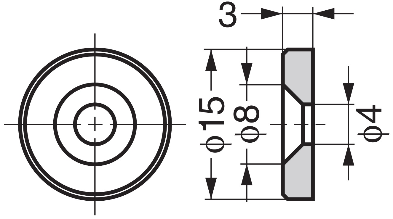 8 stukken ronde magnetische aanvalplaat, oppervlak: nikkelgeplateerd, 15 mm (19/32"), W12. Magnetisch tegenhanger voor magnetische sluitingen, magnetisch slot, kastdeur en nog veel meer, door Sugatsune / LAMP® (Japan) - Afbeelding 2