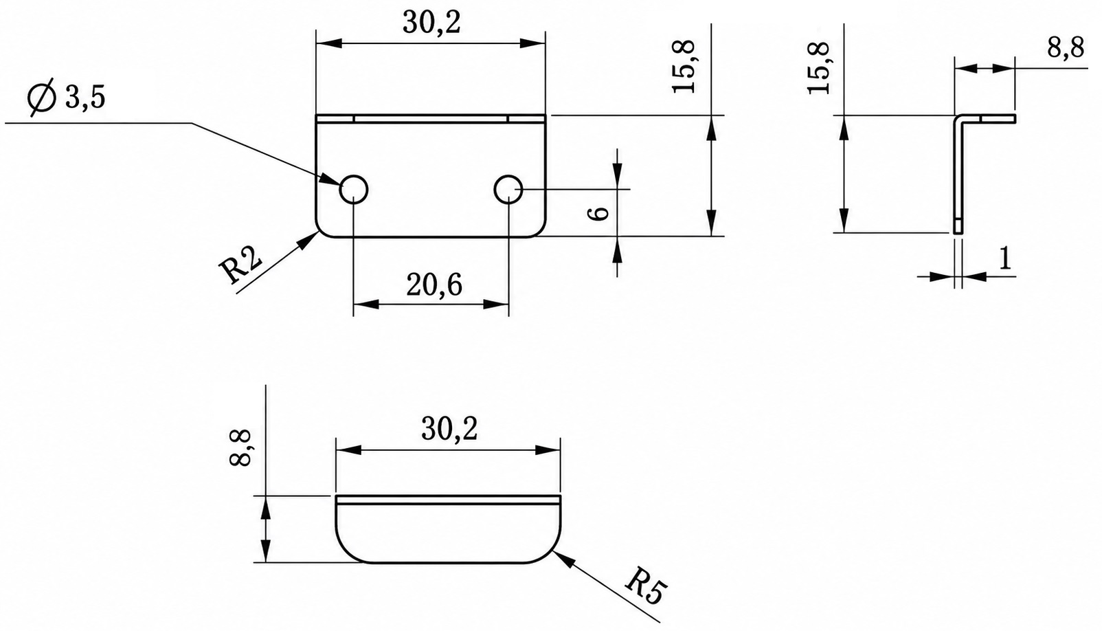 8 stukken hoogwaardige vergrendelingsbeugel, gemaakt van staal, oppervlakte: nikkelgeplateerd, 30 mm (1-3/16"), 14.01.064-1. Robuuste sluitplaat voor meubelslot, kastslot, schroefslot, kastdeur en nog veel meer, door SISO Denemarken - Afbeelding 2
