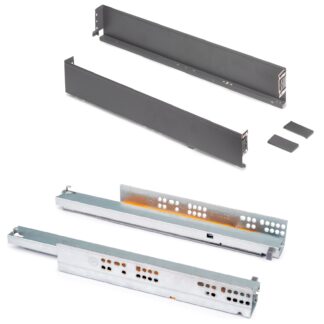 Schubkasten Set, mit extra dünnen Zargen, Höhe: 88 mm, 3275035, Schubladentiefe: 300 mm, von EMUCA, anthrazitgrau, Ausführung: Vollauszug mit Soft-Close. Produktbild