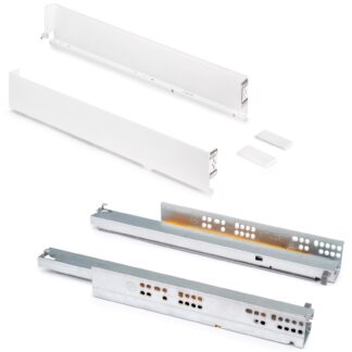 Ladeset, met extra dunne frames, hoogte: 88 mm (3-15/32"), oppervlak: wit, 490 mm (19-19/64"), versie: volledige verlenging met soft-close, 3275412 ladeset voor keukenmeubels en nog veel meer, door EMUCA