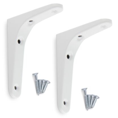 2 stuks hoogwaardige heavy-duty montagebeugel, draagvermogen: 30 kg (67 lbs), oppervlak: wit, 86 mm (3,4"), BTK-85W. Heavy-duty rekbeugels voor planken, scheidingswanden, planken, planken, hoekverbindingen en nog veel meer, van Sugatsune / LAMP® (Japan)