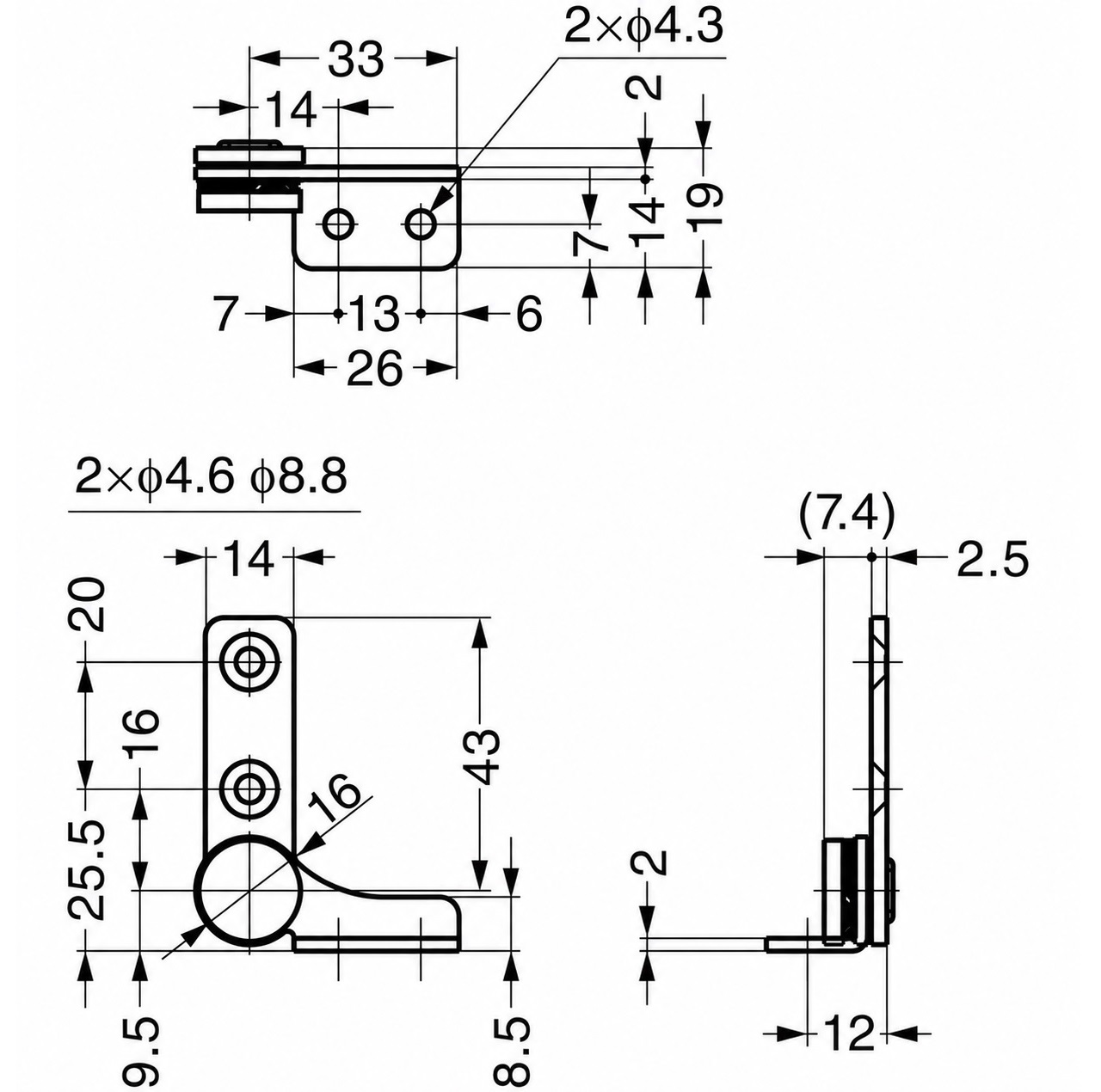 Set van 2 wrijvingscharnieren (links + rechts), koppel: 1,4 N·m, HG-TB7. 2 hoogwaardige wrijvingscharnieren voor apparaatdeksels, meubelkleppen, monitorbehuizingen en nog veel meer, door Sugatsune / LAMP® (Japan) - Afbeelding 2