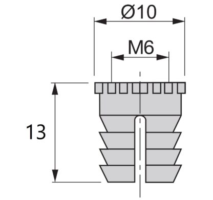 20-delige hoogwaardige spreidhuls met binnendraad M6, gemaakt van nylon (PA), 13 mm (33/64"), 9007820. Praktisch expansiedraadinzetstuk voor houten onderdelen, meubelaansluitingen, elektronicabehuizingen en nog veel meer, van EMUCA - Afbeelding 2