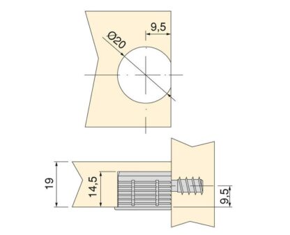 20 stuks stabiele excentrische verbinding ⌀20 mm met flens en klauwbuitenmantel voor plaatdikte 19 mm (3/4"), gemaakt van Zamak, 8070907. Robuuste excentrische connector voor meubelaansluiting en nog veel meer, van EMUCA - Afbeelding 5