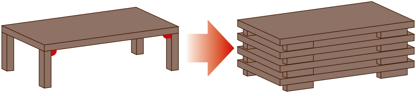 4 stuks robuuste tafelpoot opvouwbare fitting, gemaakt van staal, oppervlak: zwart, B205-KTL-BK. Opvouwbare tafelpoten voor lage tafels, salontafels, houten tafelpoten en meer, Kojima (Japan) - Afbeelding 6