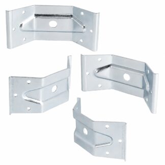 4 Stuks robuuste tafelhoekbeslag, 126 mm (4-61/64"), versie: 1 gat voor centrale montage, 11.07.040-1.