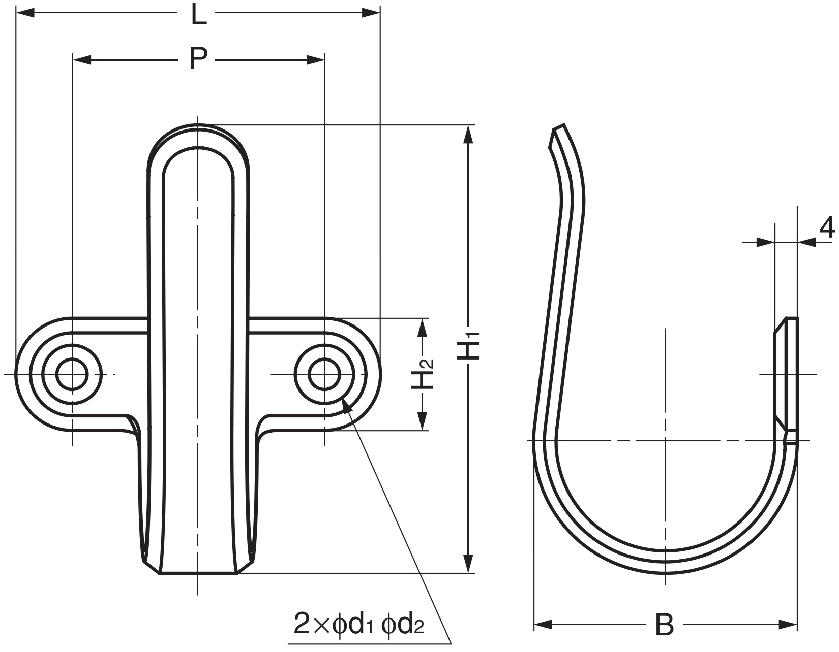 Hoogwaardige universele haak gemaakt van SUS304 roestvrij staal, 65 mm (2,6"), 4H-65TT. V2A handdoekhaak voor badkamer, zwembad, scheepsbouw, camper, outdoor, vochtige omgeving en nog veel meer, door Sugatsune / LAMP® (Japan) - Afbeelding 2