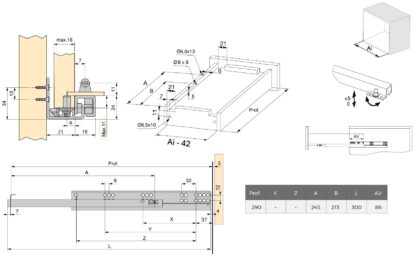 Geleiders onder de vloer, draagvermogen: 25 kg (56 lbs), 300 mm (11-13/16"), uitvoering: gedeeltelijk uittrekbaar met push-to-open, 3123105. Hoogwaardige ondervloeruittrekelementen voor houten laden, houten planken en nog veel meer, van EMUCA - Afbeelding 2