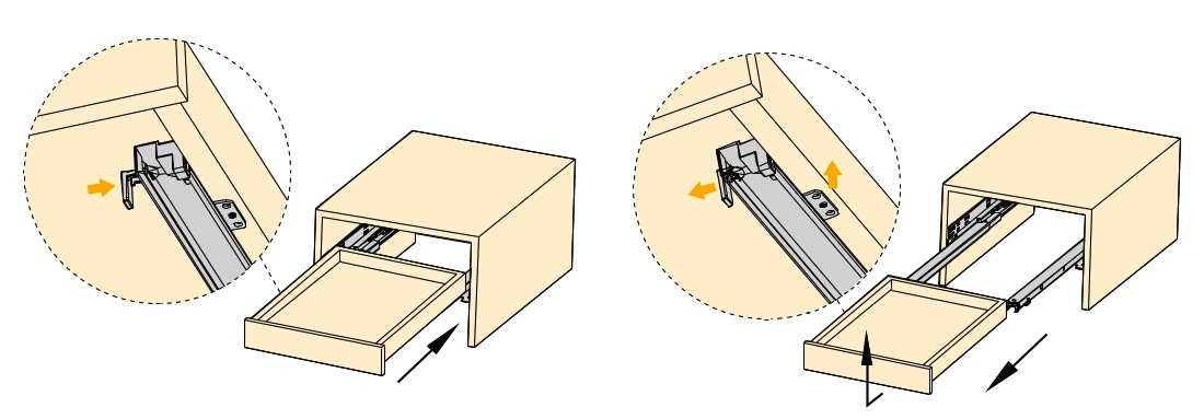 Geleiders onder de vloer, draagvermogen: 25 kg (56 lbs), 350 mm (13-25/32"), Uitvoering: Gedeeltelijk uittrekbaar met push-to-open, 3123205. Hoogwaardige ondervloeruittrekelementen voor houten laden, houten planken en nog veel meer, van EMUCA - Afbeelding 3