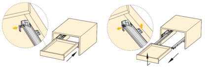 Vloergeleiders, draagvermogen: 25 kg (56 lbs), 250 mm (9-27/32"), Uitvoering: Gedeeltelijke uittrekinrichting met softclose, 3019005. Hoogwaardige ondervloeruittrekelementen voor houten lades, houten lades, houten planken en nog veel meer, van EMUCA - Afbeelding 3
