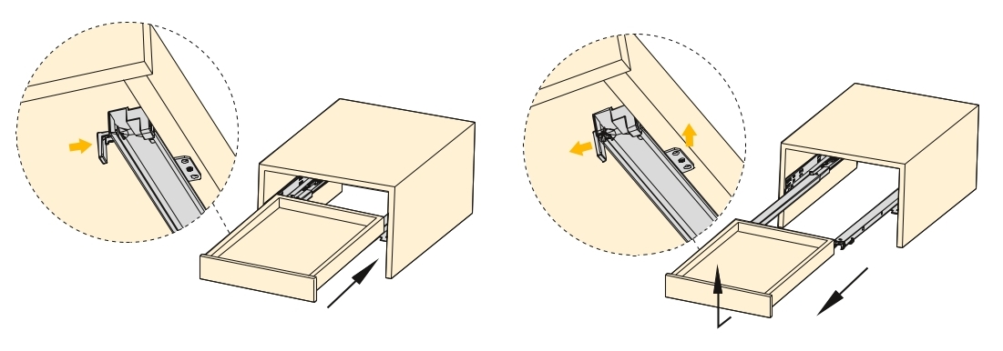 Geleiders onder de vloer, draagvermogen: 30 kg (67 lbs), 450 mm (17-23/32"), uitvoering: volledig uittrekbaar met softclose, 3124405. Hoogwaardige ondervloeruittrekelementen voor houten laden, houten lades, houten planken en nog veel meer, van EMUCA - Afbeelding 3