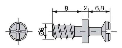 20 stuks robuuste verbindingsbout voor boring ⌀6 mm, gemaakt van staal, 8 mm (5/16"), 8905205. Stevige excentrische pen voor meubelaansluiting en nog veel meer, van EMUCA - Afbeelding 2