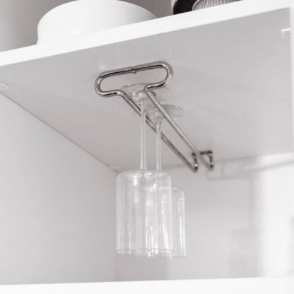 Hoogwaardige wijnglashouder, gemaakt van staal, oppervlak: verchroomd, 410 mm (16-9/64"), 8930111. Praktische glashanger voor wijnglazen, champagneglazen, cocktailglazen, cognacglazen, bekers en nog veel meer, van EMUCA - Afbeelding 2