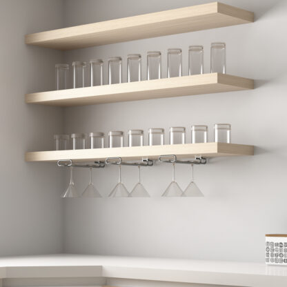 Hoogwaardige wijnglashouder, gemaakt van staal, oppervlak: verchroomd, 410 mm (16-9/64"), 8930111. Praktische glashanger voor wijnglazen, champagneglazen, cocktailglazen, cognacglazen, bekers en nog veel meer, van EMUCA - Afbeelding 5